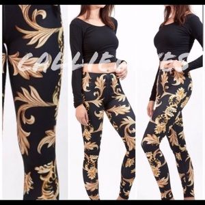 New! Xena Gold Leaf Graphic Gold And Black 3D soft Stretchy Quality Leggings